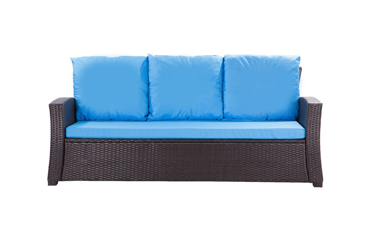 Poduszki na meble ogrodowe technorattanowe sofę 3-osobową 170x60x50cm Niebieskie Zestaw poduszek na meble ogrodowe rattan zdejemowany pokrowiec