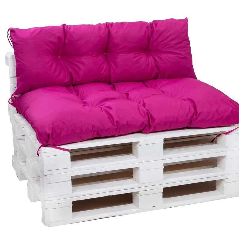 Zestaw poduszek na palety 120x50 Siedzisko-Oparcie 120x40cm poduszki na palety Różowe poduszki na palety ogrodowe poduszki na meble