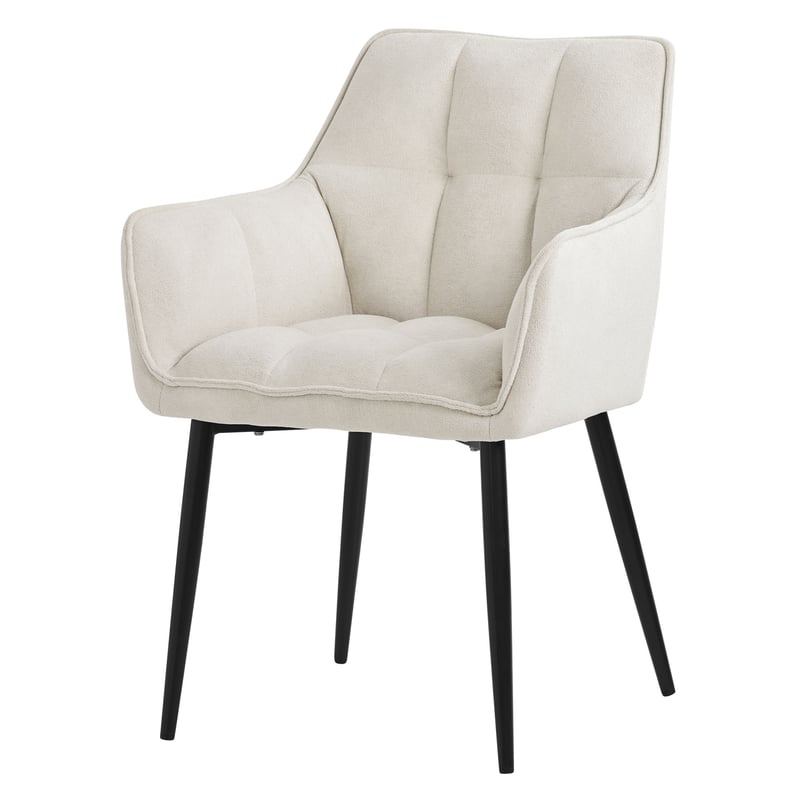 ML-Design krzesla do jadalni z tkaniny frotte, kremowe, krzeslo kuchenne z grubym tapicerowanym siedziskiem i metalowymi nogami, krzeslo do salonu z