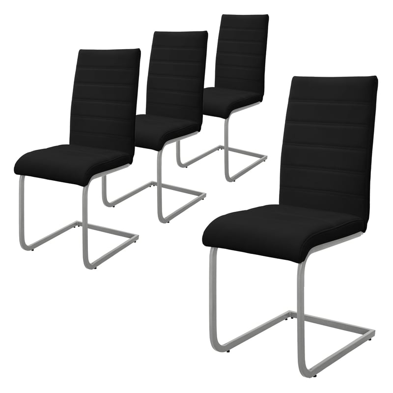 Zestaw 4 krzesel do jadalni ML-Design,czarne, krzeslo obrotowe krzeslo wspornikowe z wysokim oparciem, ergonomiczne krzesla kuchenne wykonane z