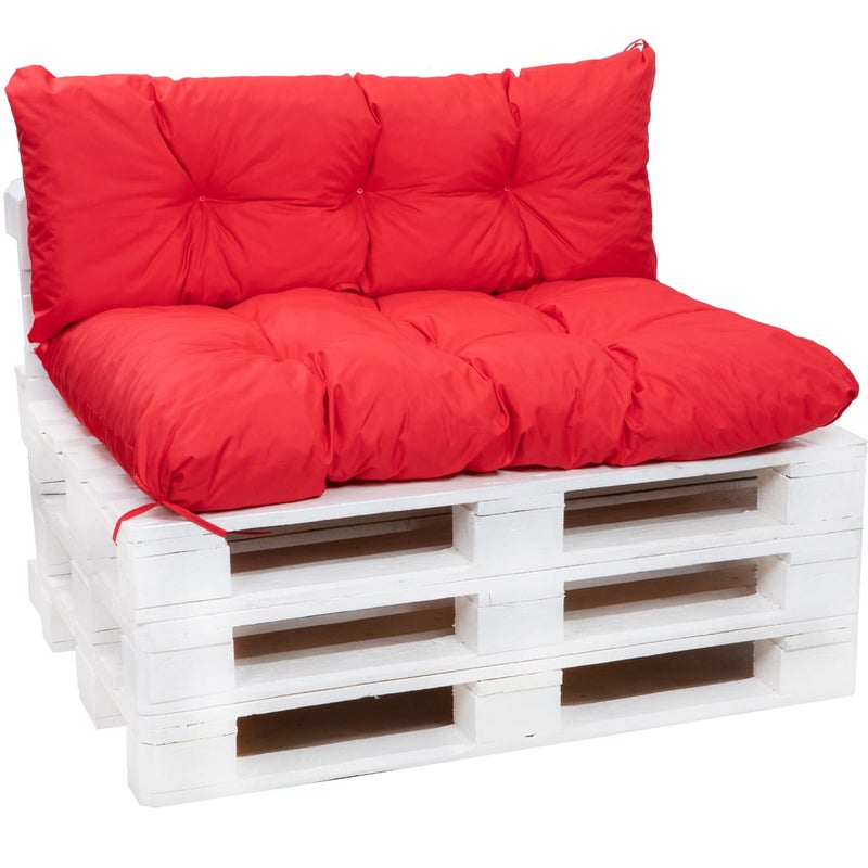 Zestaw poduszek na palety 120x50 Siedzisko-Oparcie 120x40cm poduszki na palety Czerwone poduszki na palety ogrodowe poduszki na meble