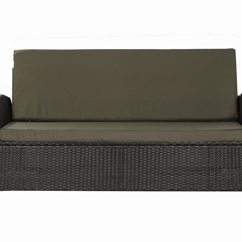 Komplet poduszkek na sofę rattanową 110x50x50cm Zielona Zestaw poduszek na meble ogrodowe technorattan zdejemowany pokrowiec