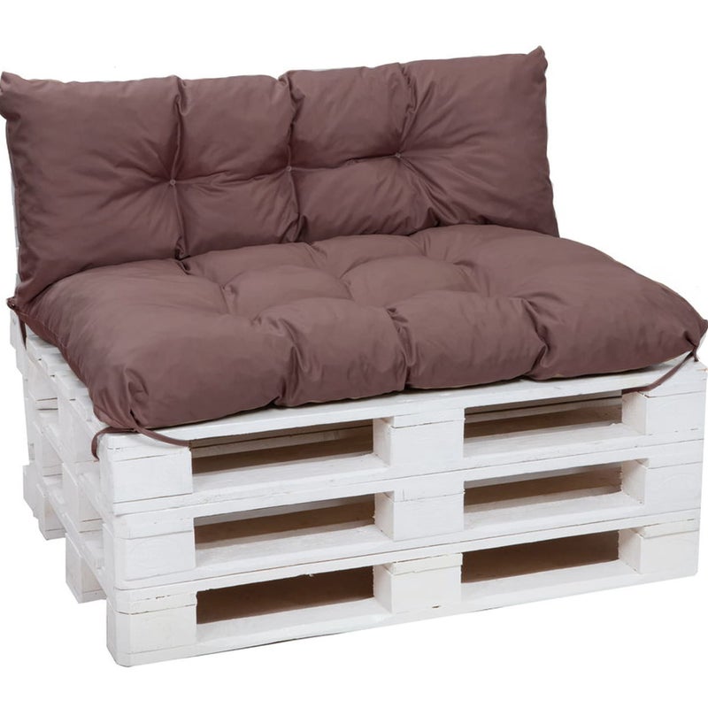 Zestaw poduszek na palety 120x50 Siedzisko-Oparcie 120x40cm poduszki na palety Brązowe poduszki na palety ogrodowe poduszki na meble