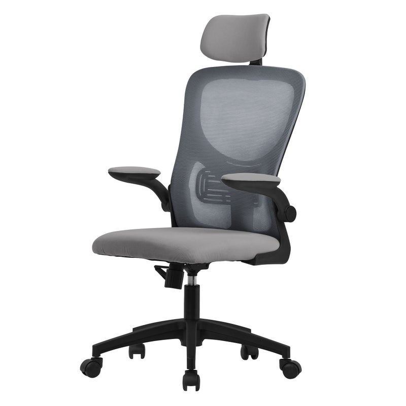 Krzeslo biurowe Ergonomiczne krzeslo obrotowe Szare krzeslo do biurka Krzeslo ko