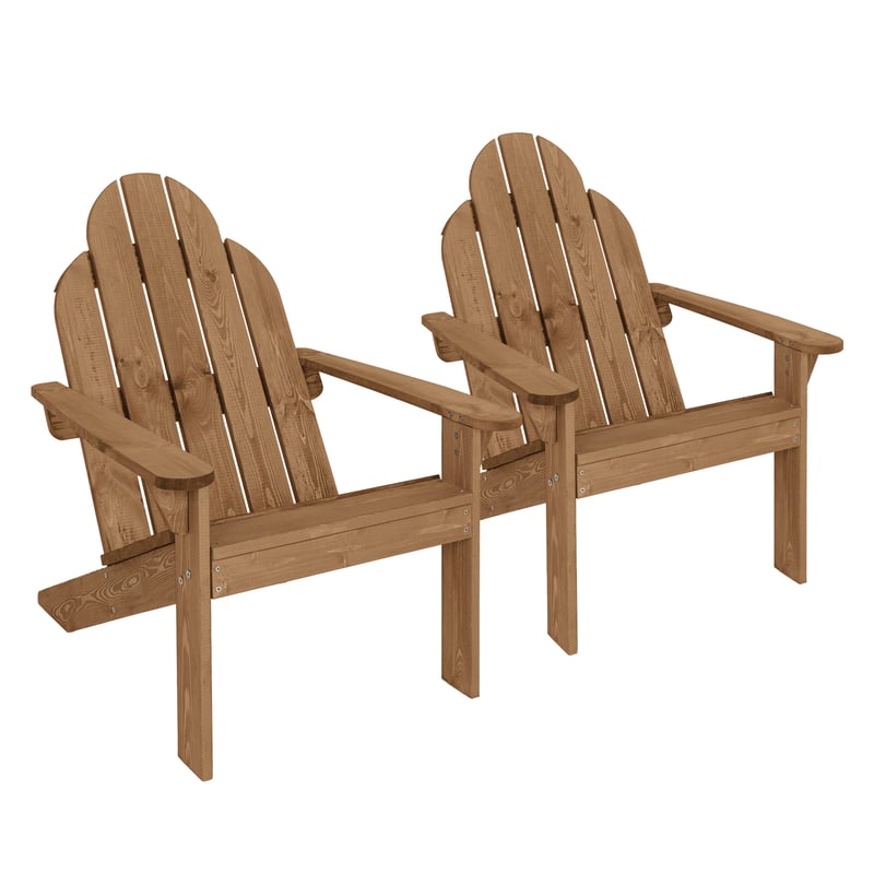 ECD Germany Zestaw 2 krzesel Adirondack z litego drewna jodlowego, 92,5x70x89 cm, brazowe, krzeslo ogrodowe z oparciem i podlokietnikami, drewniane,