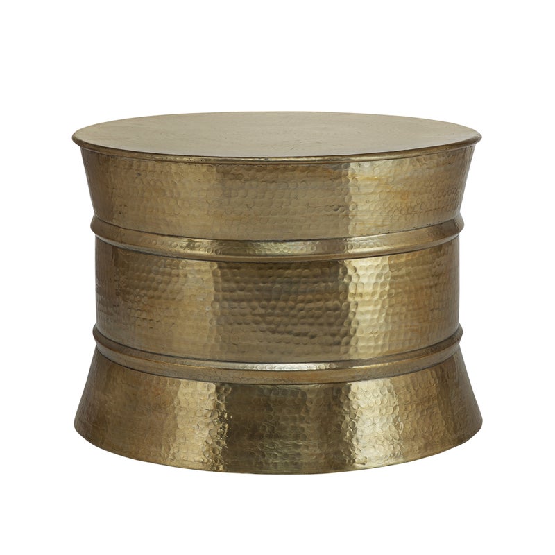 WOMO-DESIGN Stolik kawowy młotkowany do salonu - okrągły ręcznie robiony stolik boczny Ø 62 x 33 cm - złoty aluminiowy - wyjątkowy stolik kawowy
