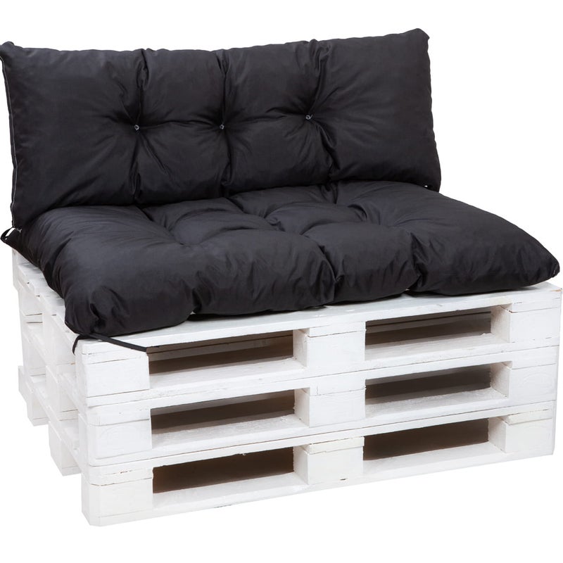Zestaw poduszek na palety 120x50 Siedzisko-Oparcie 120x40cm poduszki na palety Czarne poduszki na palety ogrodowe poduszki na meble