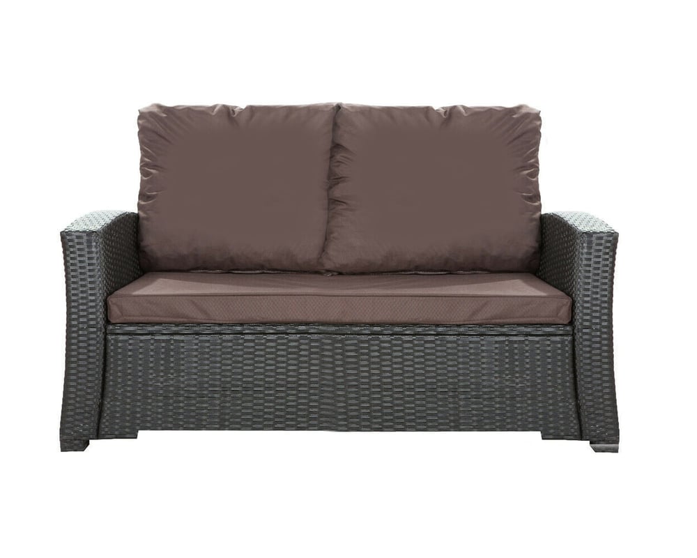 Poduszki na sofę rattanową 110x50x50cm Brązowa Zestaw poduszek na meble ogrodowe technorattan zdejemowany pokrowiec
