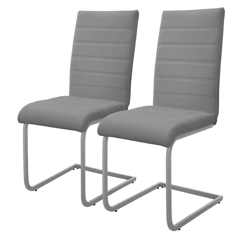 Zestaw 2 krzesel do jadalni ML-Design, szare, krzeslo obrotowe, krzeslo wspornikowe z wysokim oparciem, ergonomiczne krzesla kuchenne wykonane z