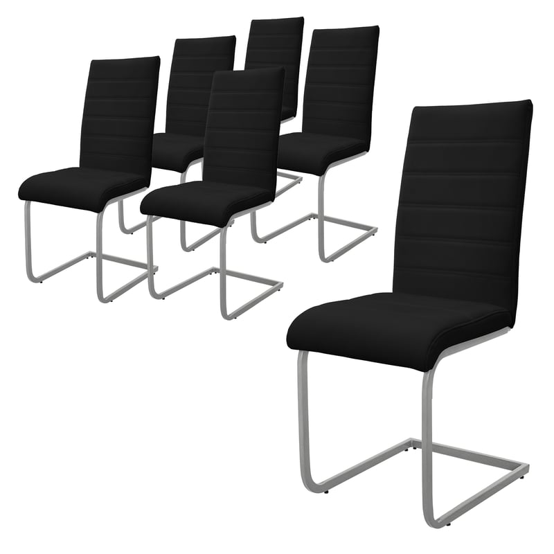 Zestaw 6 krzesel do jadalni ML-Design, czarne, krzeslo obrotowe krzeslo wspornikowe z wysokim oparciem ergonomiczne krzesla kuchenne wykonane z
