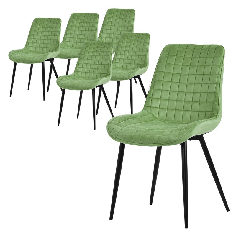 ML-Design zestaw 6 krzesel do jadalni, szalwia, aksamitne siedzisko z czarnymi metalowymi nogami, krzesla kuchenne z oparciem, krzesla do salonu,