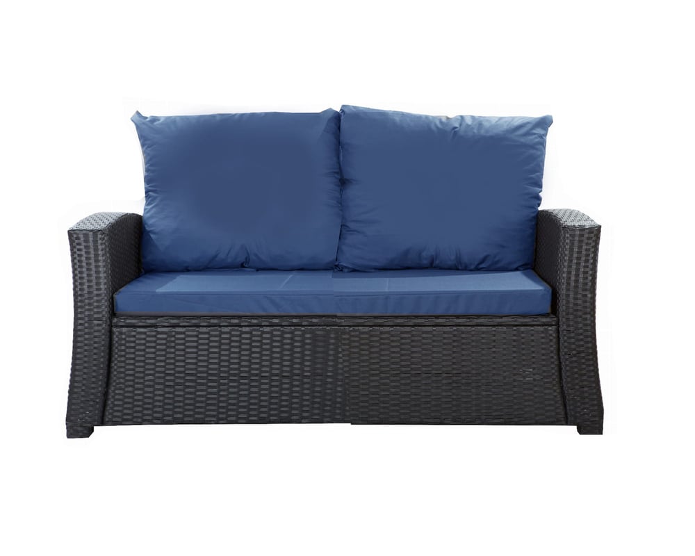 Poduszki na sofę rattanową 110x50x50cm Granatowa Zestaw poduszek na meble ogrodowe technorattan zdejemowany pokrowiec
