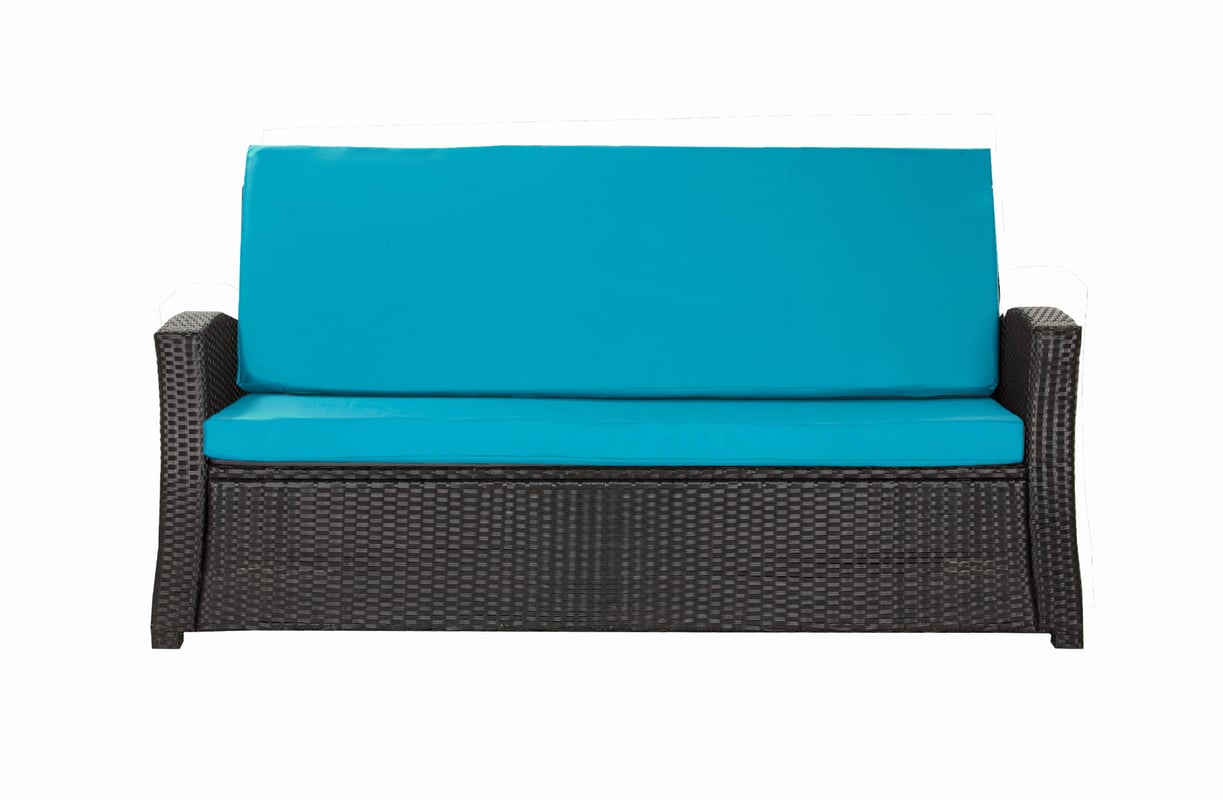 Komplet poduszkek na sofę rattanową 110x50x50cm Niebieska Zestaw poduszek na meble ogrodowe technorattan zdejemowany pokrowiec