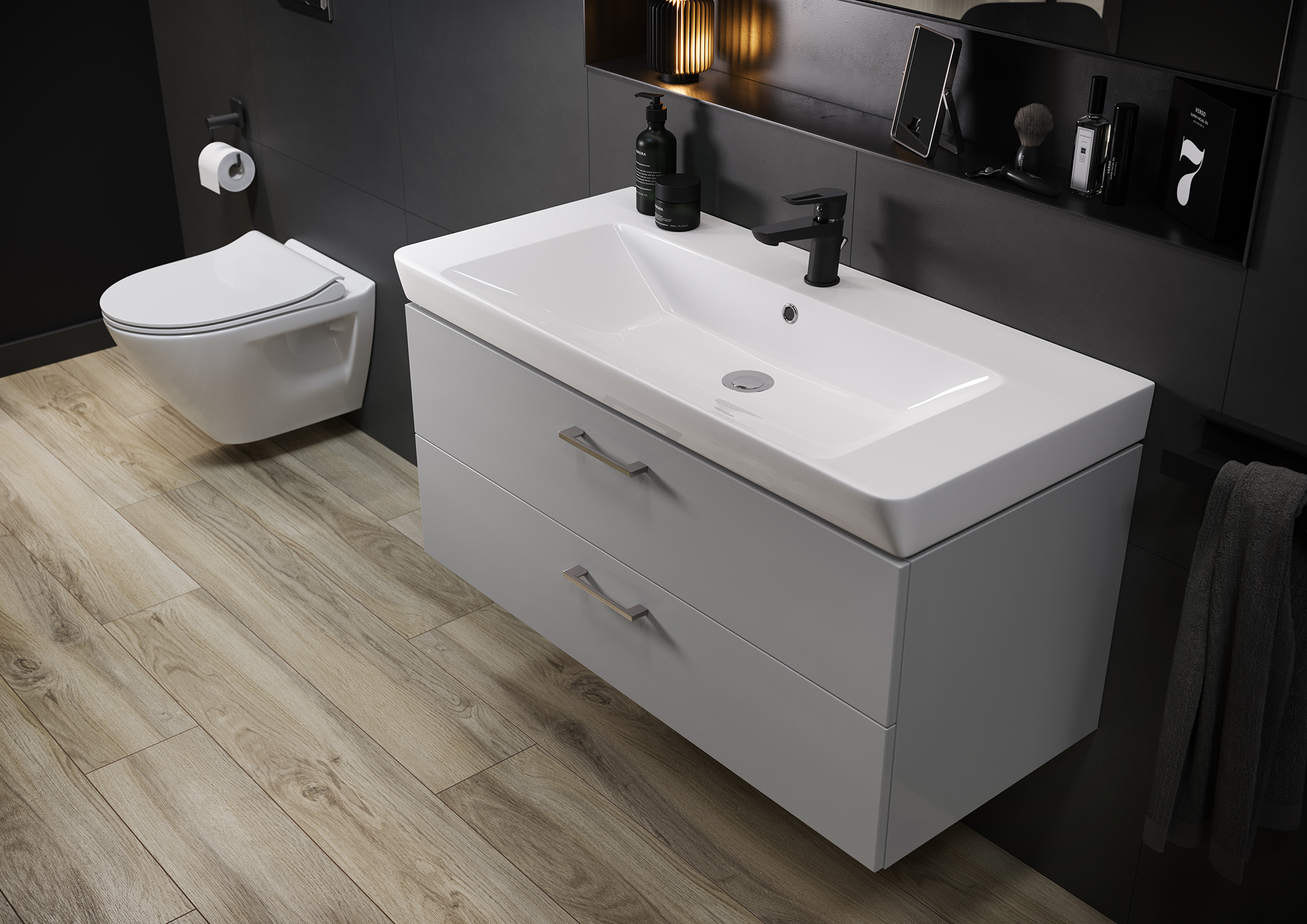 Cersanit Mille SET B309 umywalka z szafką Lara 100 cm biała S801-330-DSM - Wysyłka w 24h