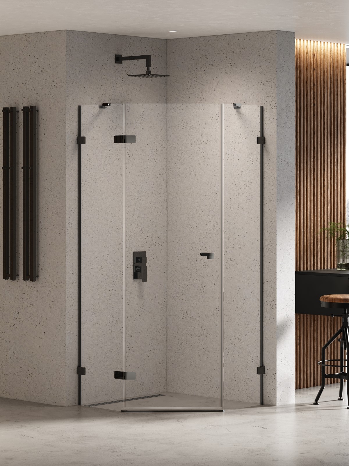 New Trendy Eventa Black Chrome kabina prysznicowa 90x90 cm lewa czarny chrom połysk/szkło przezroczyste EXK-6290