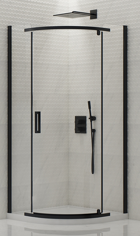 New Trendy New Komfort Black kabina prysznicowa 90x90 cm półokrągła czarny mat/szkło przezroczyste K-0469 - Wysyłka w 24h