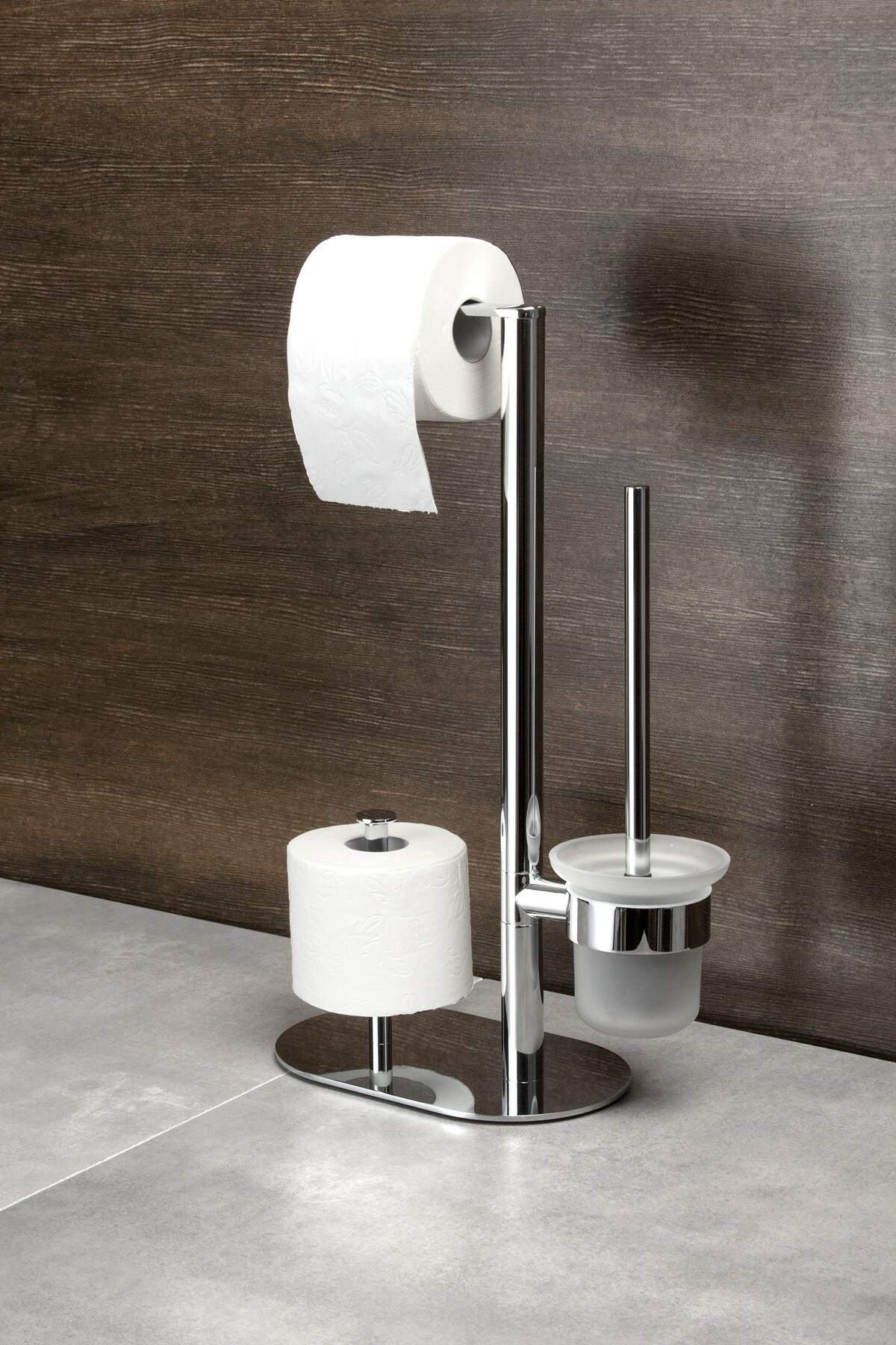 Deante Round stojak na papier toaletowy ze szczotką do WC chrom połysk ADR0732 - Wysyłka w 24h