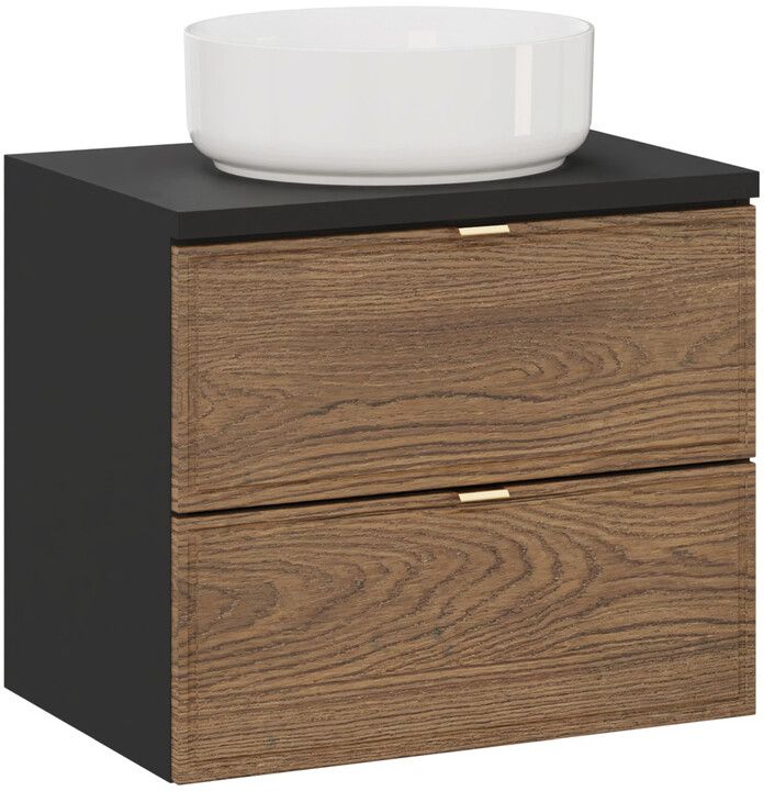 Zestaw Comad Talia Cesella umywalka nablatowa Maja biała z szafką podumywalkową 60 cm dąb-czarny SET-TC B BLACK 60CM UN MAJA
