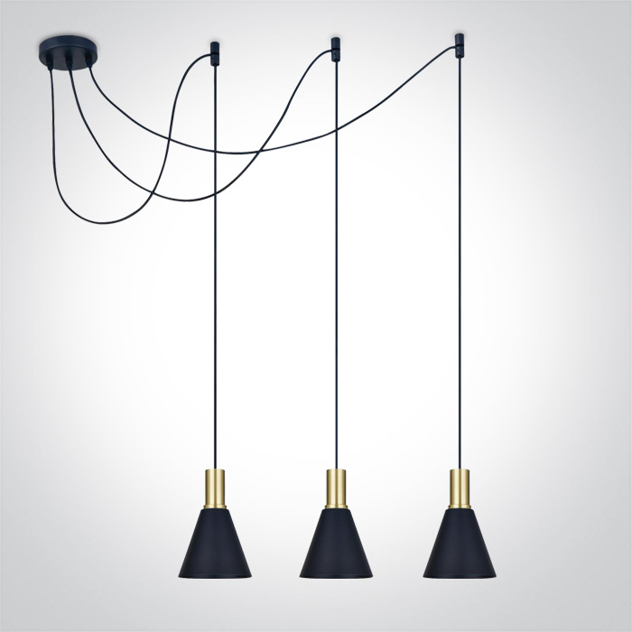 One Light Tala lampa wisząca 3x10 W czarna-mosiądz szczotkowany 63122B/BBS