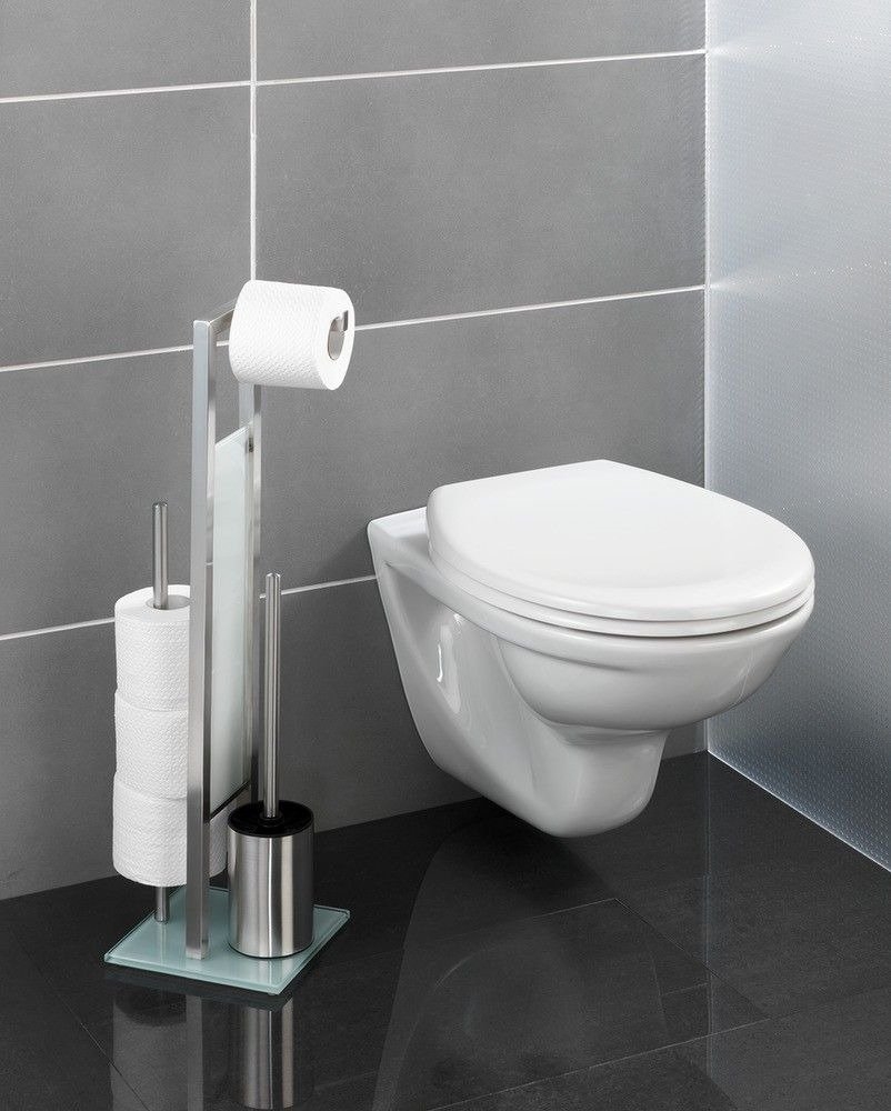 Wenko Rivalta stojak na papier toaletowy ze szczotką do WC 3w1 srebrny 21564100 - Wysyłka w 24h