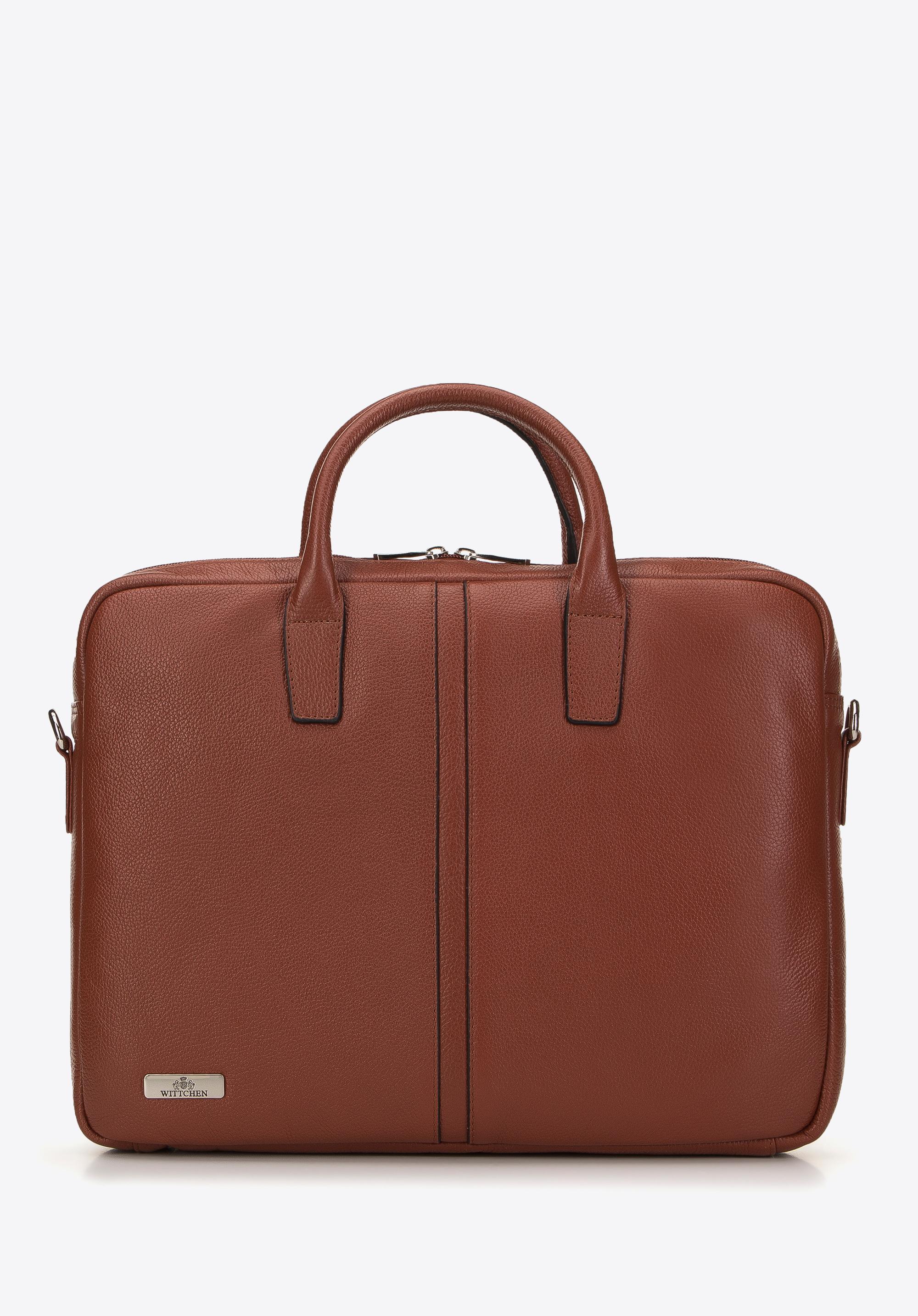 Torba na laptopa 11’’/12’’ skórzana z przeszyciem na środku brązowa