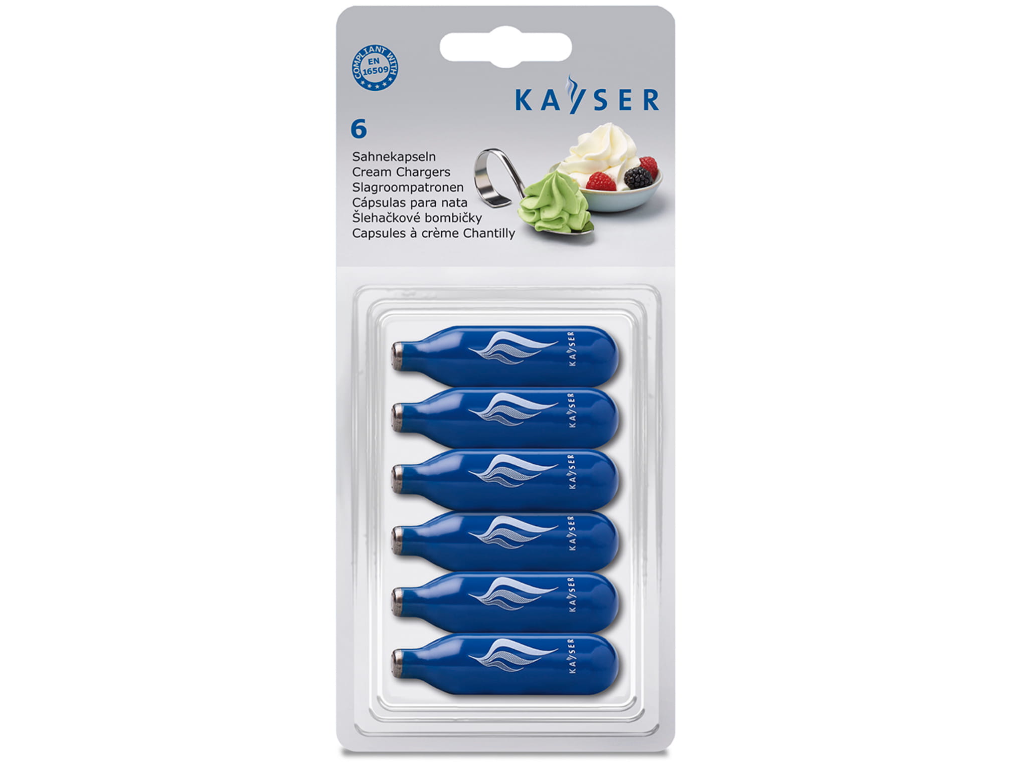 Naboje do syfonów do bitej śmietany, blister 6 szt. Kayser BLUE