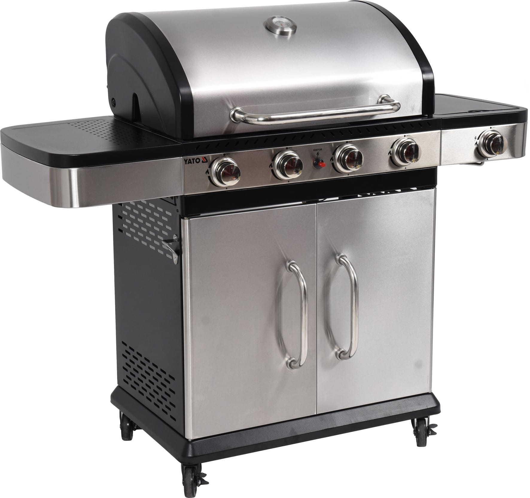 Grill gazowy 14,2kW z szafką i pokrywą, 4 palniki + palnik pomocniczy