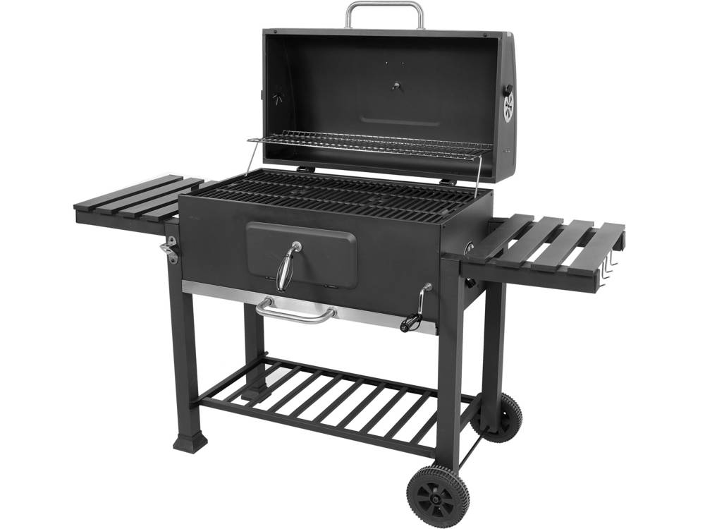 Grill ogrodowy z żeliwnym rusztem i pokrywą