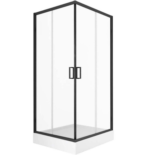 NEW TRENDY Kabina prysznicowa SUVIA BLACK kwadratowa z brodzikiem 80x