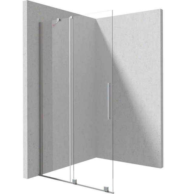 DEANTE Ścianka prysznicowa PRIZMA walk-in przesuwna 140x195 stal szcz
