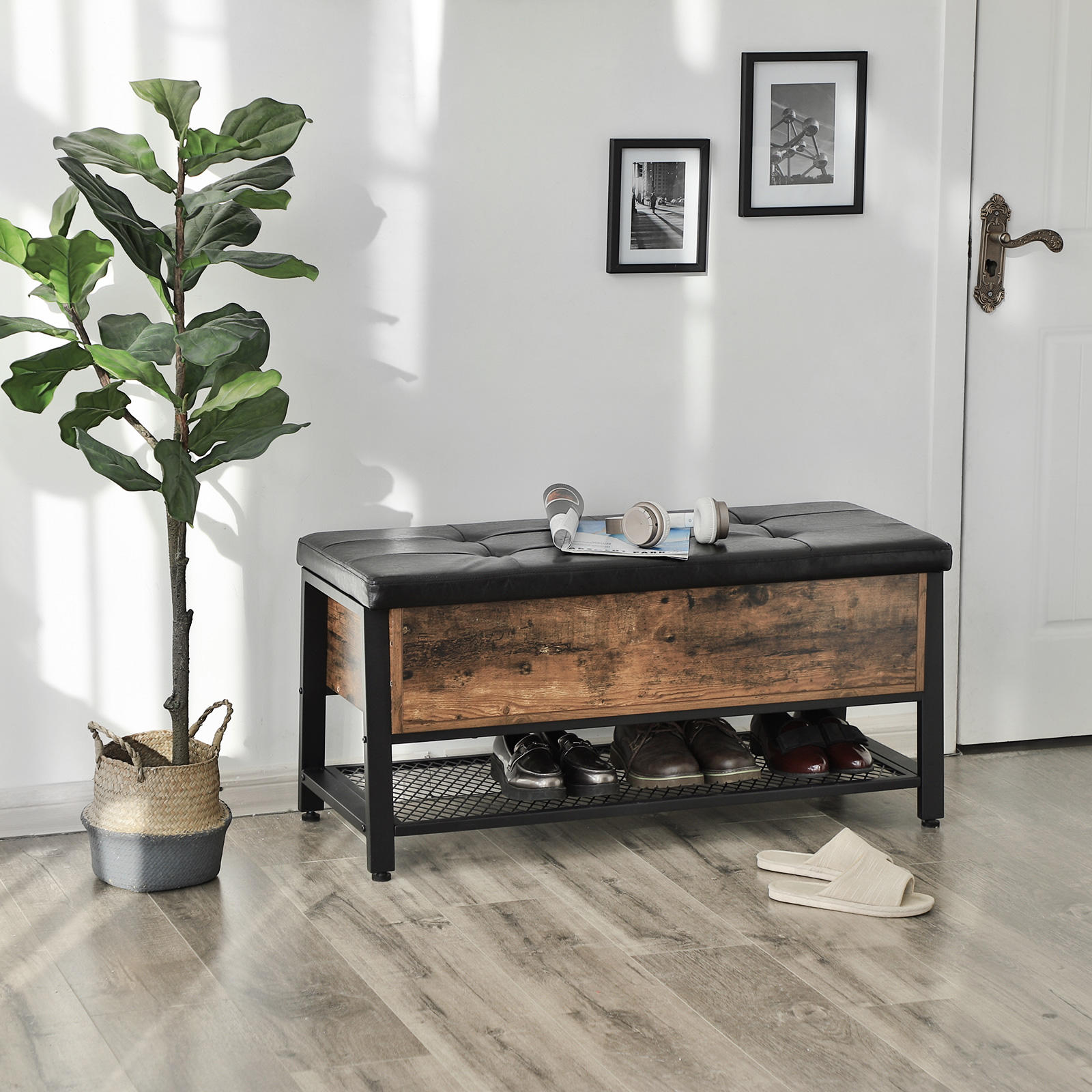 Elegancka ławka z funkcją i szafki na buty LSB Rustic large