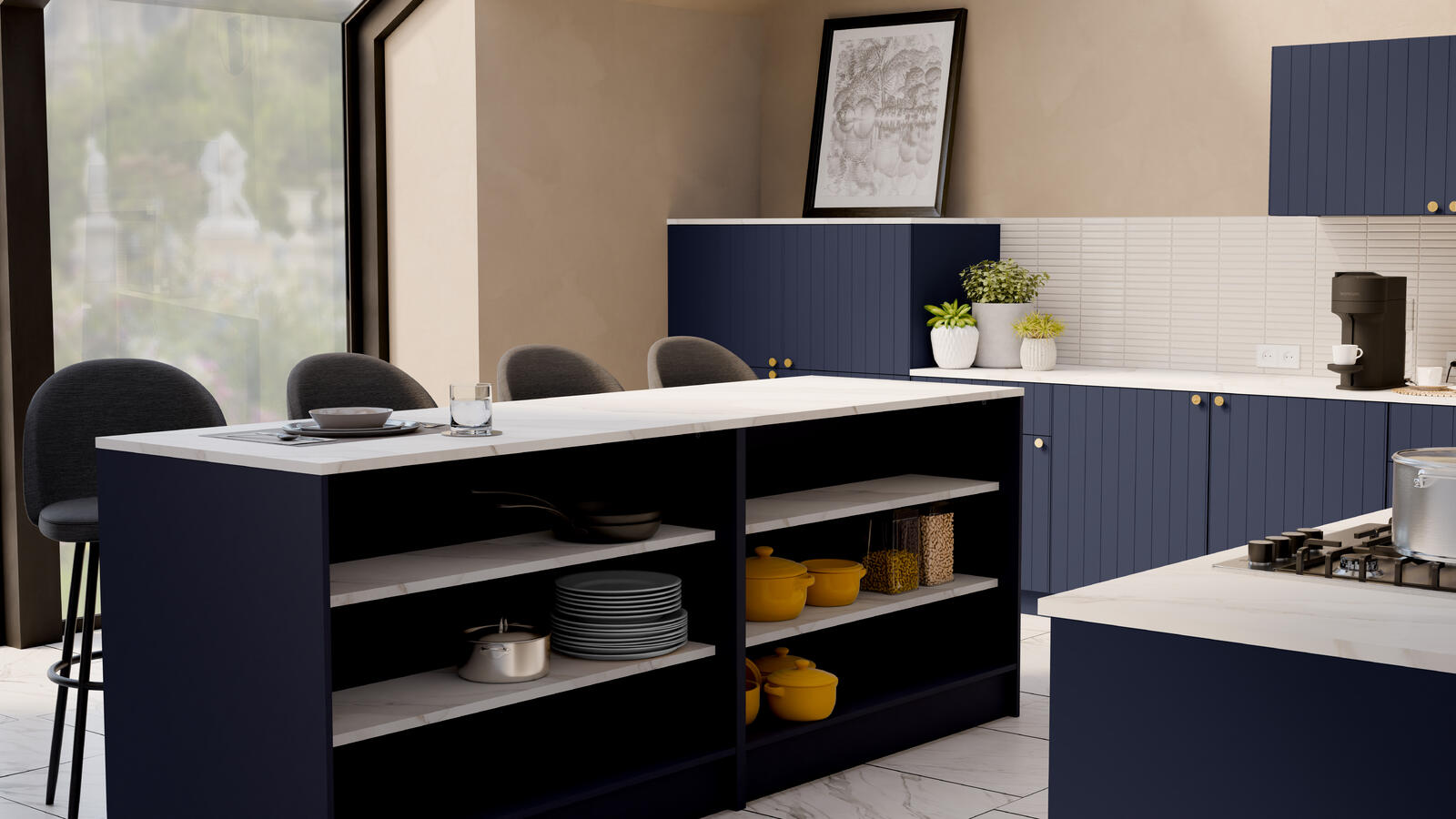 Wyspa kuchenna w zestawie dwóch sztuk Chester blue
