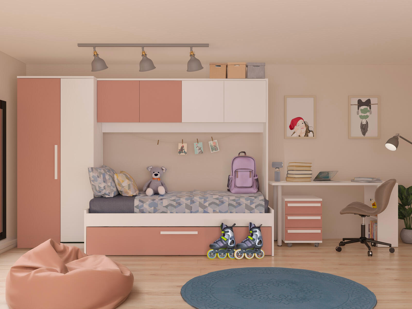 Pokój dziecięcy dla dwójki dzieci w zestawie - Artic pink II
