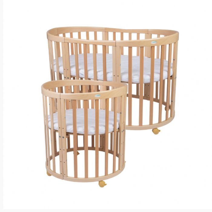 Waldin Owalne łóżeczko z materacem 7w1-Natural