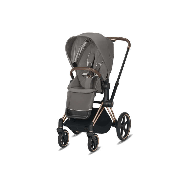 Cybex, Priam 2.0 - wózek spacerowy-Soho Grey-Chrome z brązową rączką