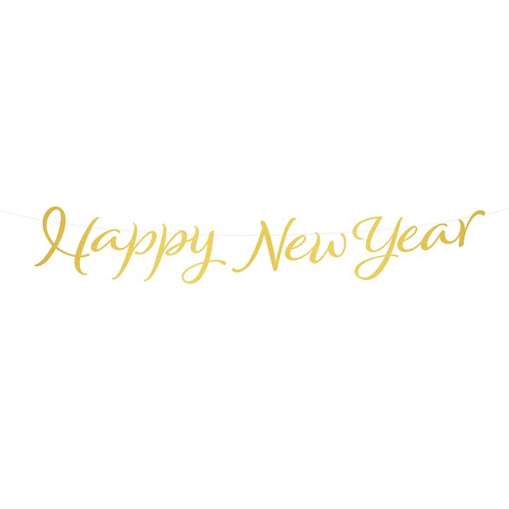 Baner Happy New Year, Nowy Rok, Sylwester złoty, 120cm