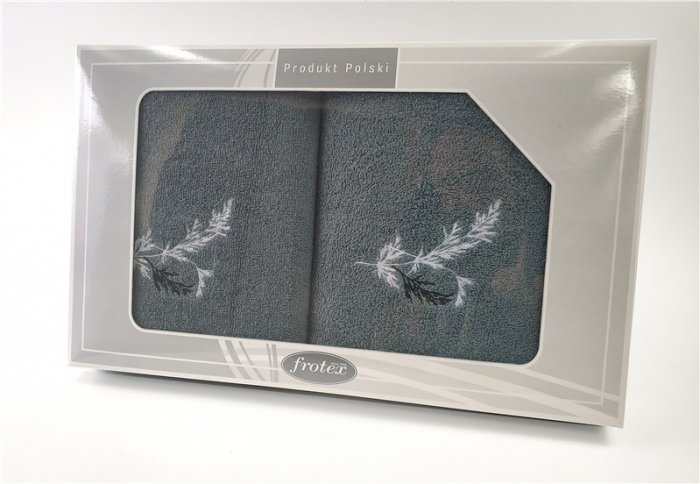 Komplet ręczników GRENO GIFT 70x140 + 50x100 100% bawełna wz. 1 c. popiel