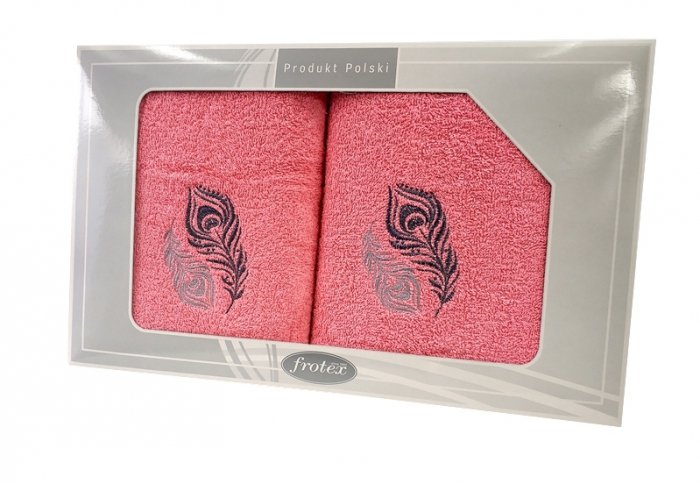 Komplet ręczników GRENO GIFT 70x140 + 50x100 100% bawełna wz. 2 koral
