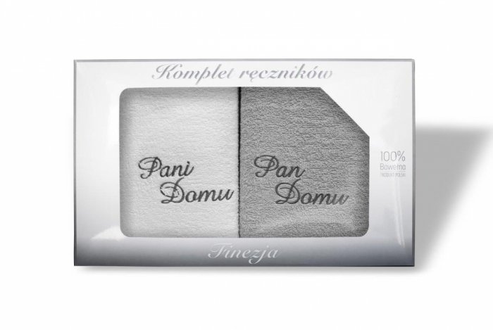 Komplet ręczników Pan i Pani Domu 2 x 70x140 100% bawełna wz. biały - szary