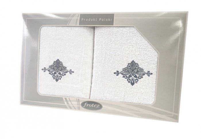 Komplet ręczników GRENO GIFT 70x140 + 50x100 100% bawełna wz. 3 biały