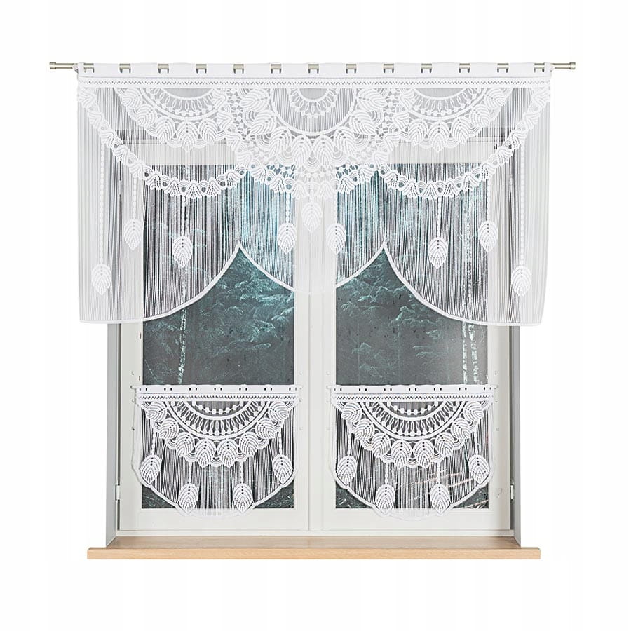 RANI Makrama żakardowa gotowa 90x160cm kolor biały - eleganckie zasłony