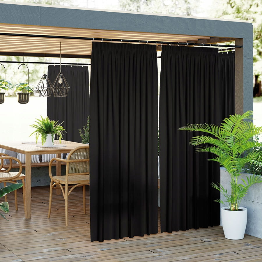 Zasłona gotowa Gardenia na taśmie wys. 240x140cm Czarna ZASŁONY NA ALTANĘ