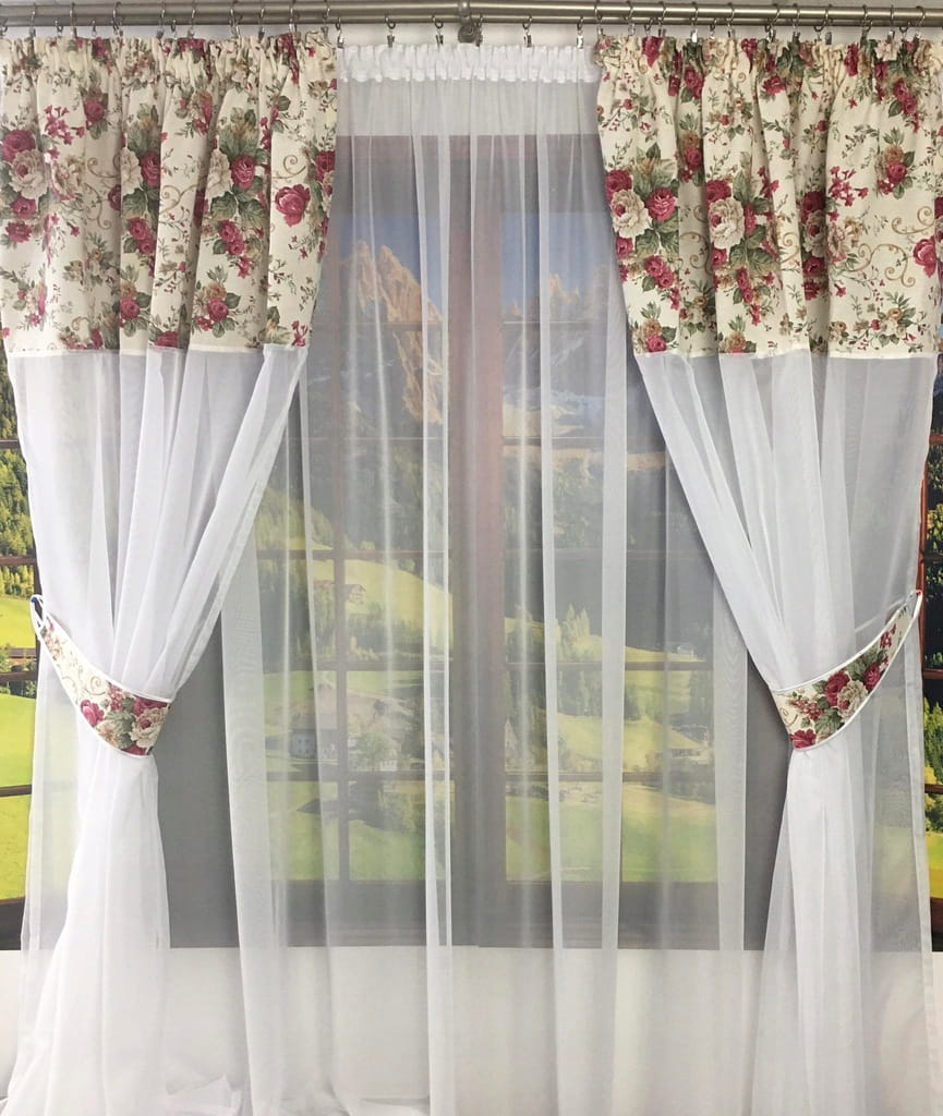Firany i Zasłony Dolina Róż 220x400cm - Dekoracje do Salonu