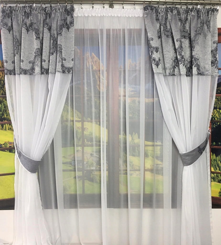 Firany i zasłony do salonu 220x400cm BASTIA w zestawie