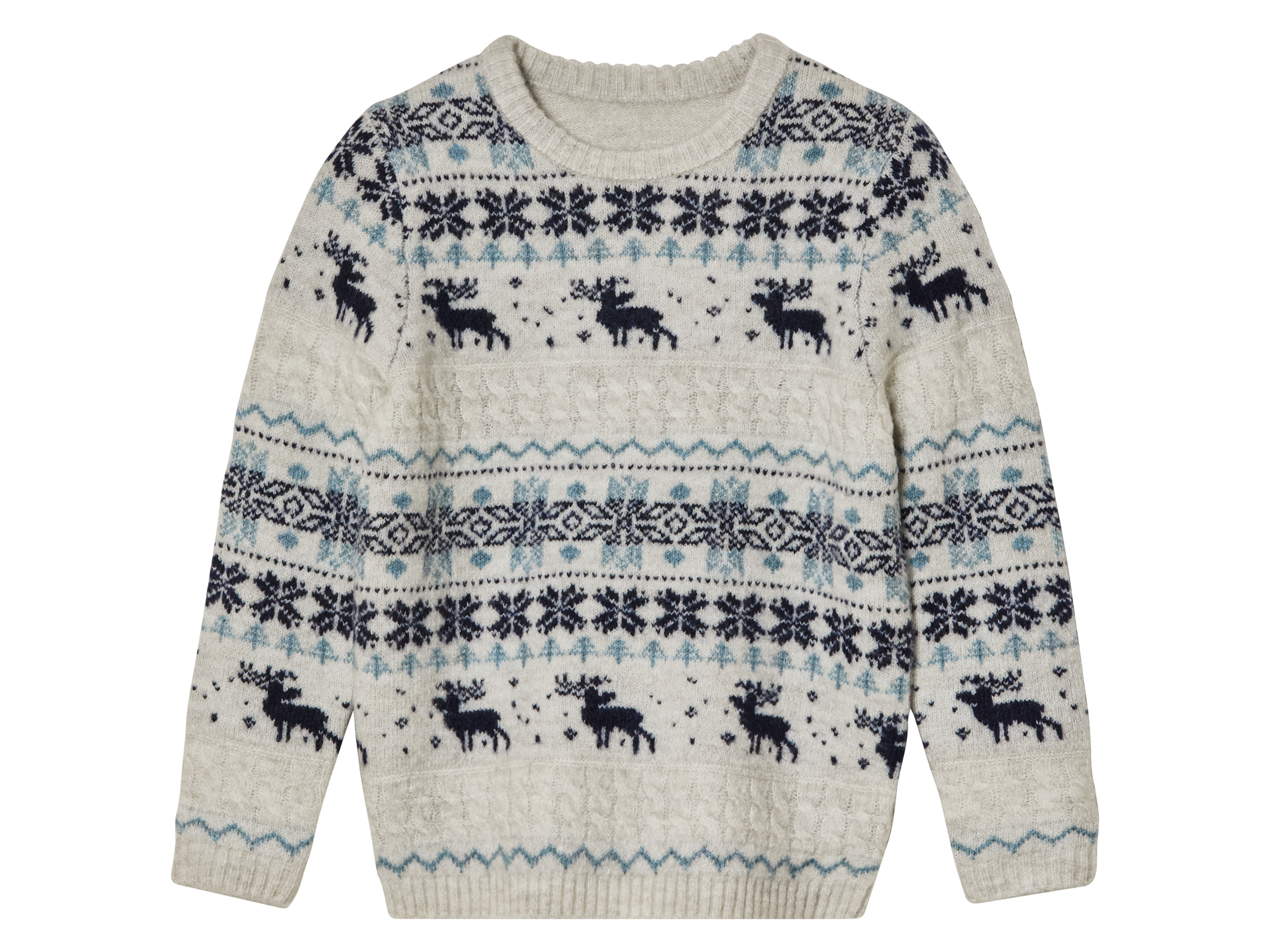 lupilu Sweter chłopięcy świąteczny 110/116, Beżowy/niebieski