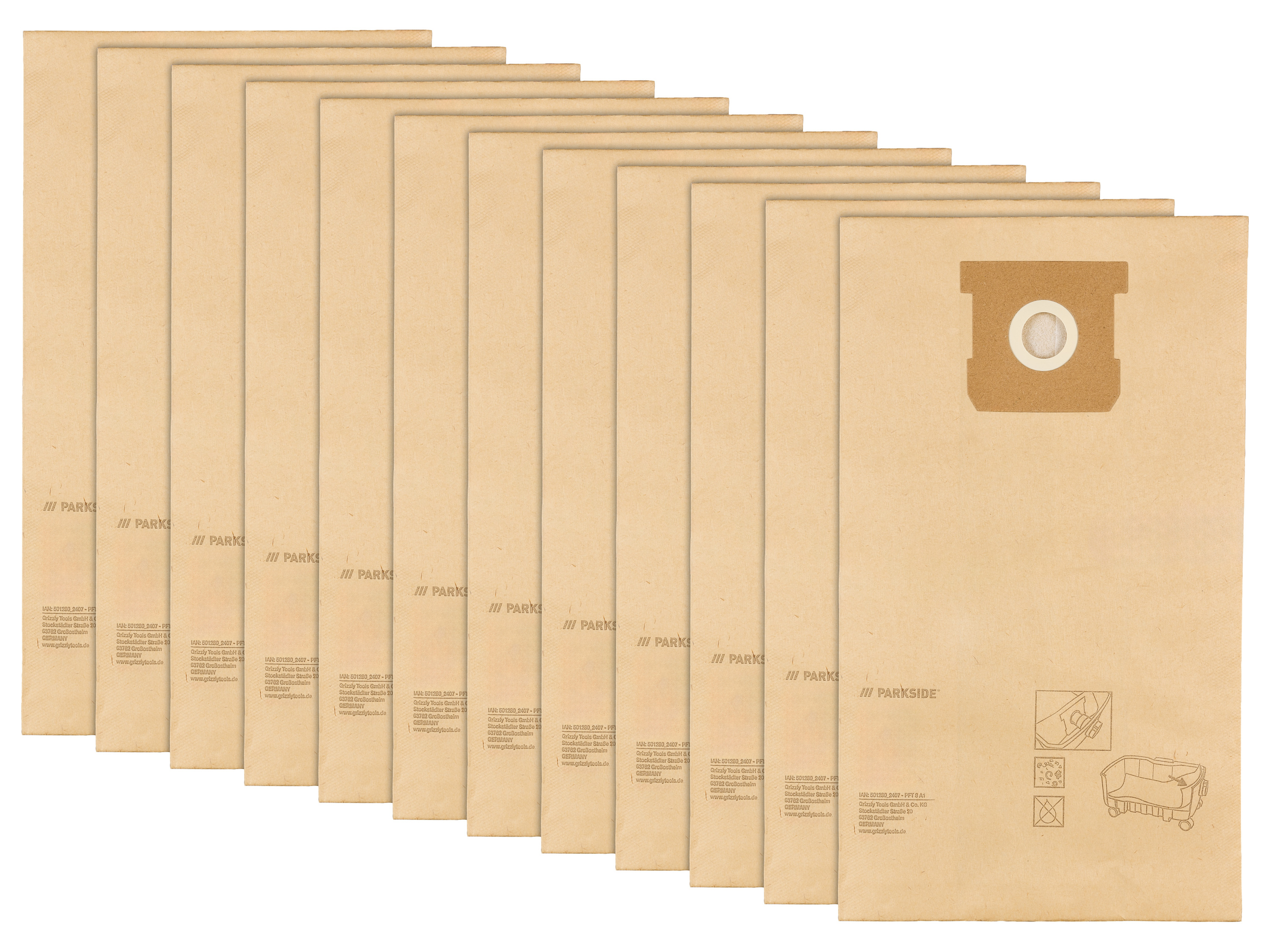 Parkside Worki filtracyjne PFT 8 A1/Pvft 8 A1 do odkurzacza worki filtracyjne 12 szt.
