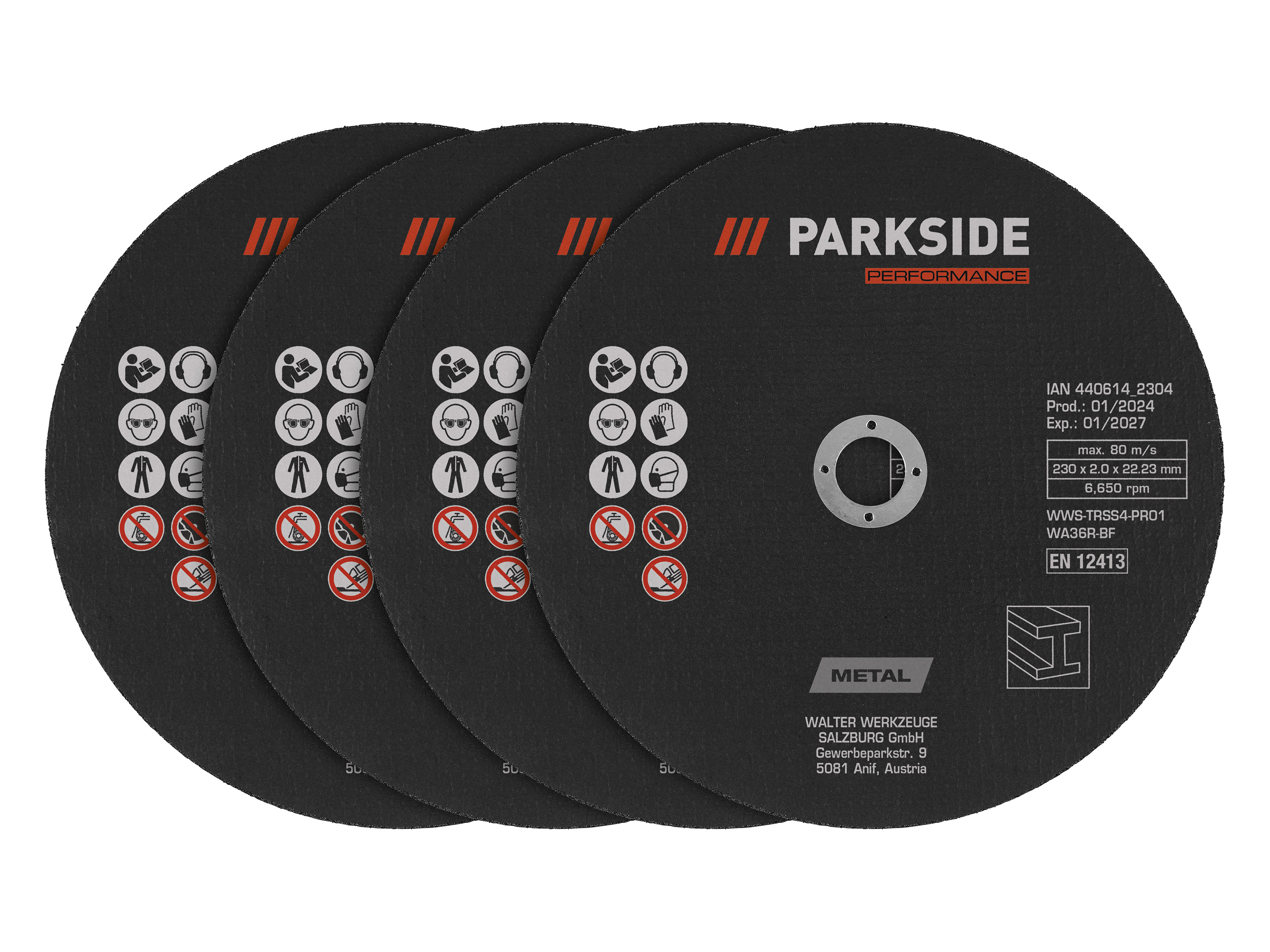 Parkside Performance Tarcze tnące / Tarcze szlifierskie, Ø 230 mm Tarcze tnące, 4 szt.