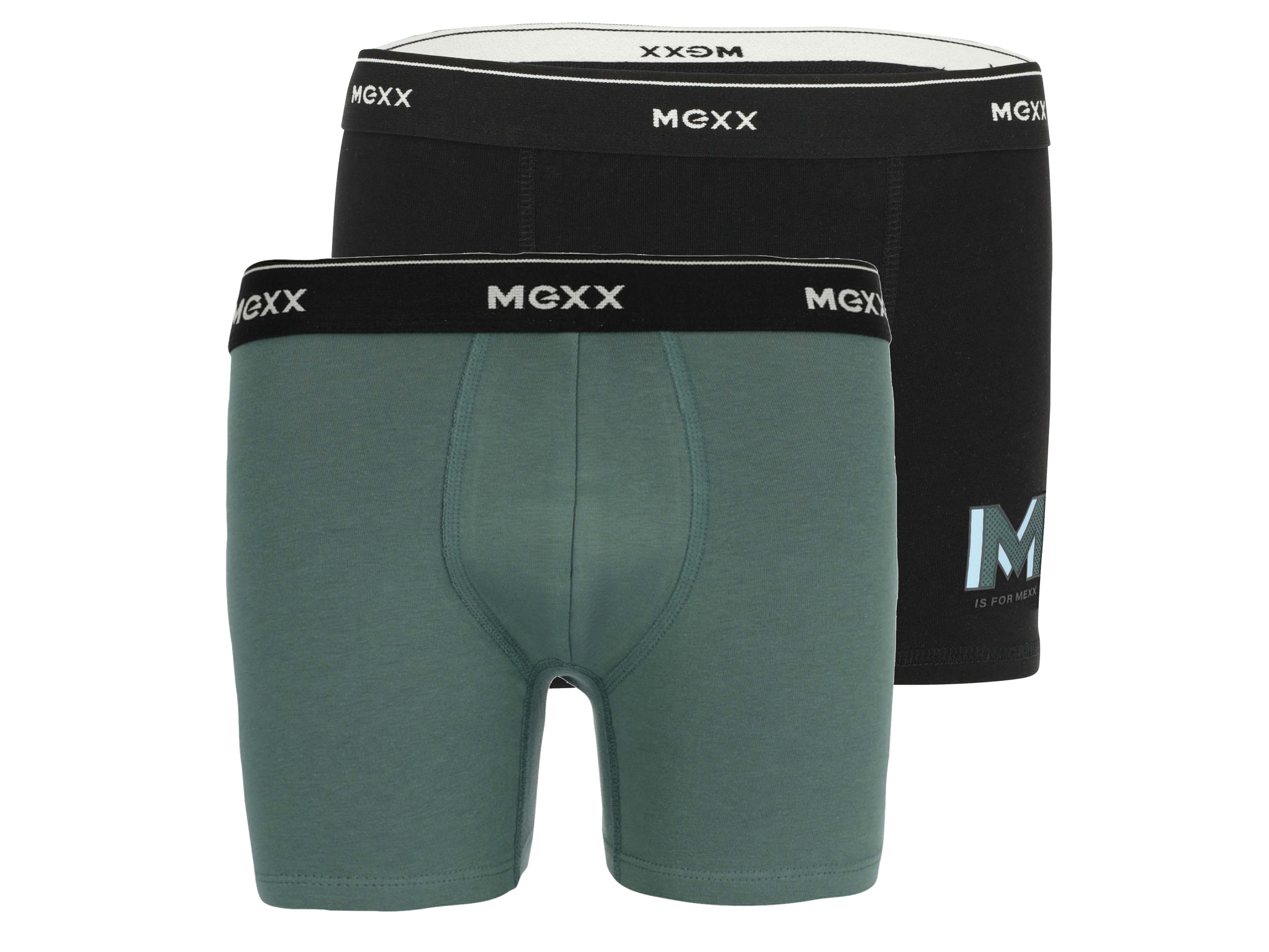 Mexx Bokserki chłopięce z bawełny, 2 pary Zielony/czarny, 134/140