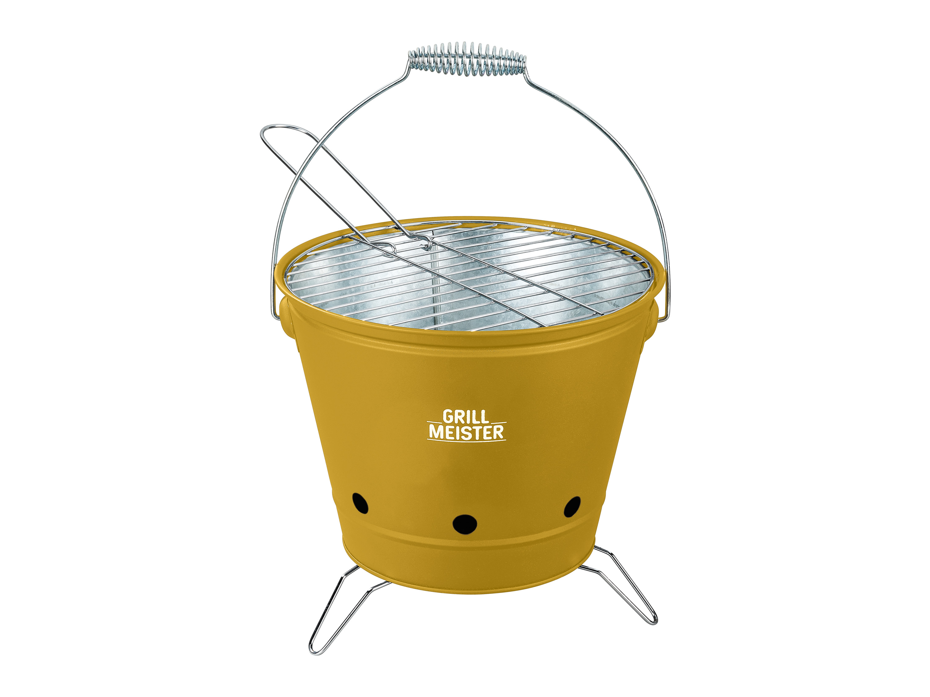 Grillmeister Grill na węgiel drzewny, ze składanym uchwytem Żółty