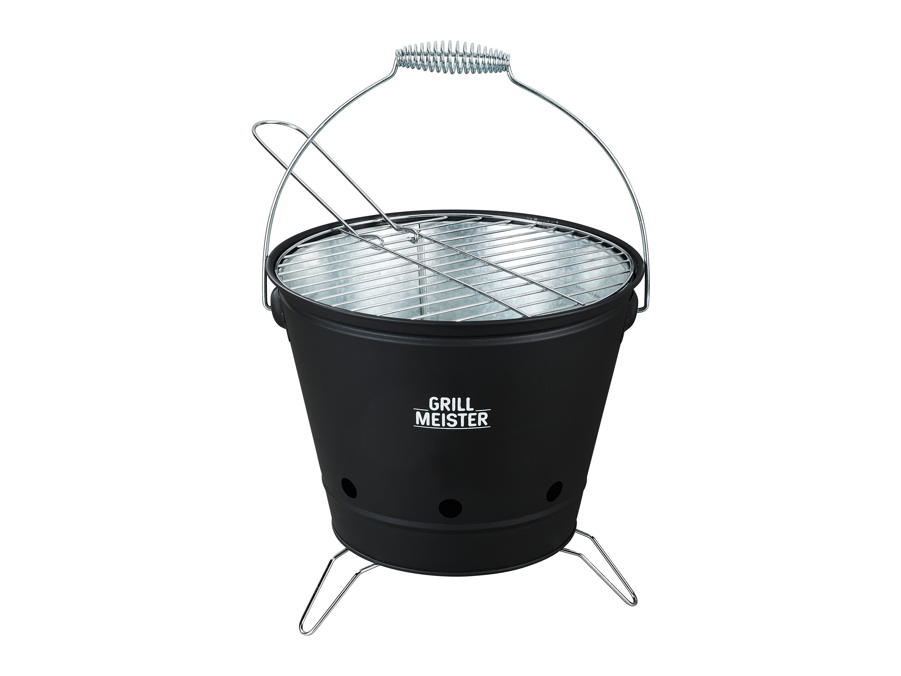 Grillmeister Grill na węgiel drzewny, ze składanym uchwytem Czarny